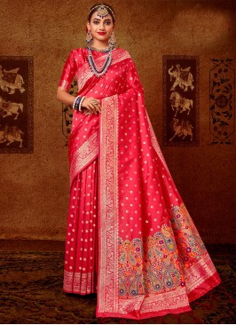 Distinctively Pink Silk Designer Saree