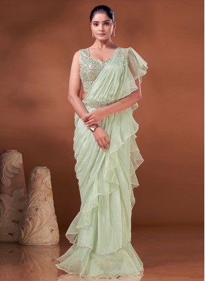 Distinctively Sea Green Designer Saree