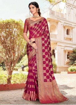 Distinctively Silk Border Wine Saree