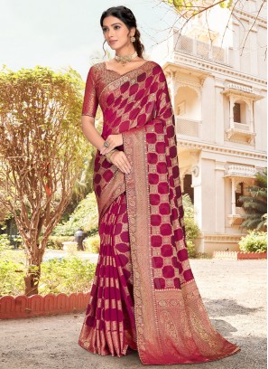 Distinctively Silk Border Wine Saree