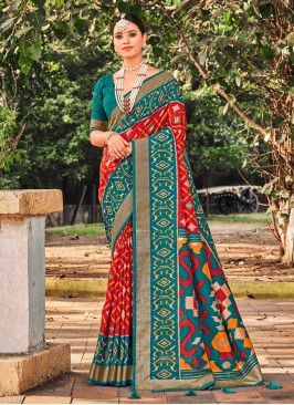 Distinguishable Red Cotton Silk Saree