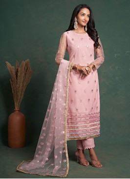 Distinguishable Rose Pink Embroidered Salwar Suit