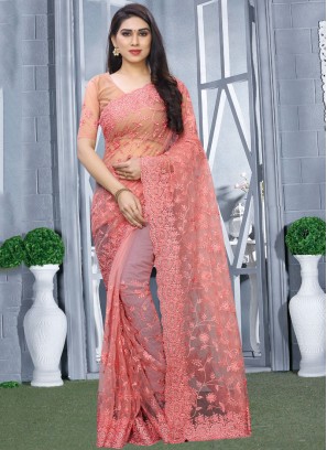 Divine Embroidered Pink Classic Designer Saree