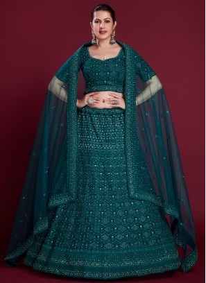 Dori Work Georgette A Line Lehenga Choli in Morpeach 