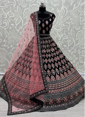 Dori Work Georgette Designer Lehenga Saree in Black