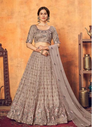 Dusty Color Net Merrige Wear Lehenga