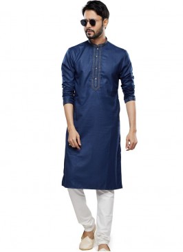 EID Special Dark Blue Plain Kurta Pajama