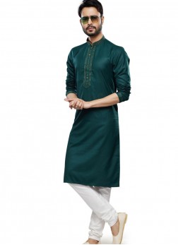 EID Special Green Color Plain Kurta Pajama
