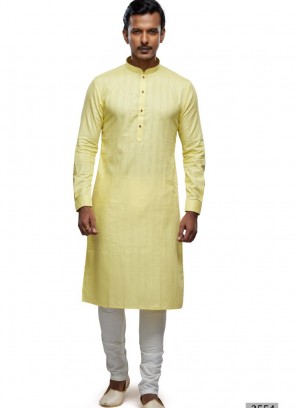 EID Special Lemon Yellow Plain Kurta Pajama