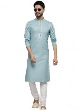 EID Special Light Blue Plain Kurta Pajama