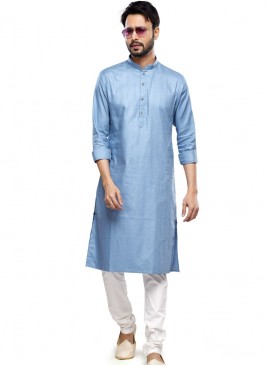 EID Special Light Blue Plain Kurta Pajama