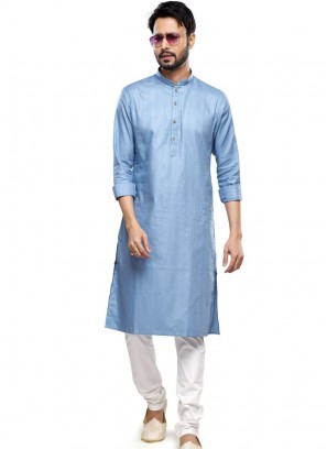 EID Special Light Blue Plain Kurta Pajama