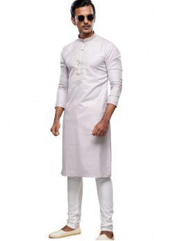 EID Special Light Grey Plain Kurta Pajama