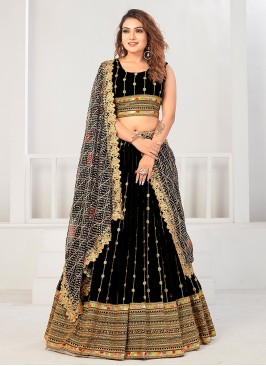 Elegant Embroidered Black Trendy Lehenga Choli