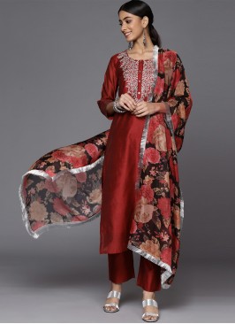 Elegant Embroidered Maroon Trendy Salwar Suit 