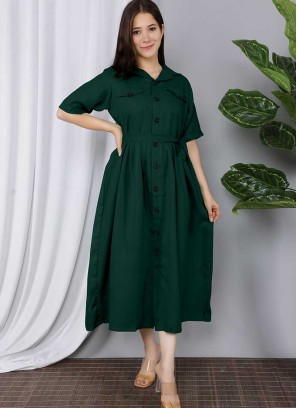 Elegant Green Color Cotton Kurti