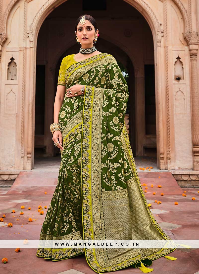 Elegant Green Color Dolla Silk Saree