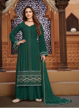Elegant Green Color Georgette Sharara Suit