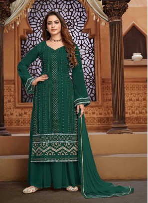 Elegant Green Color Georgette Sharara Suit