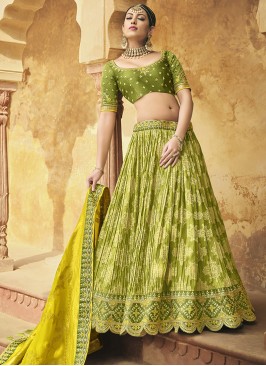 Elegant Green Color Silk Lehenga Choli