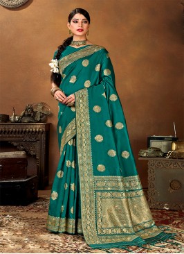 Elegant Green Color Silk Saree