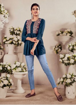 Elegant Navy Blue Casual Kurti