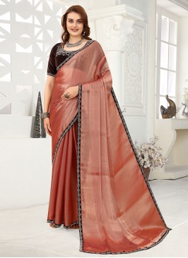 Elegant Organza Brown Contemporary Saree