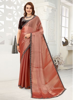 Elegant Organza Brown Contemporary Saree