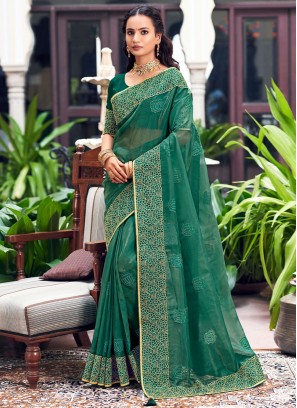 Elegant Swarovski Georgette Trendy Saree
