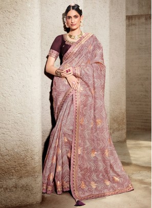 Elegant Wine Cotton Contemporary Saree