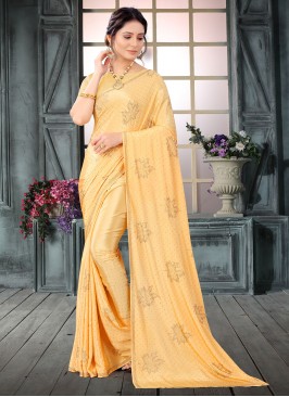 Elegant Yellow Classic Designer Saree