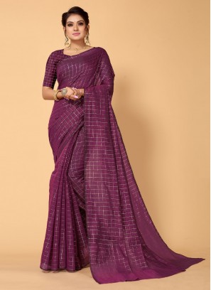 Elite Blended Cotton Woven Magenta Contemporary Style Saree