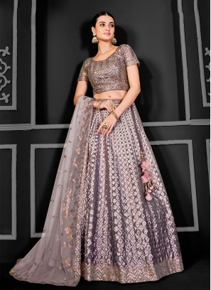 Elite Contemporary Net Lavender Trendy Lehenga Choli