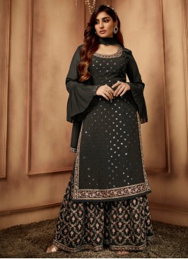 Elite Embroidered Black Designer Salwar Kameez 