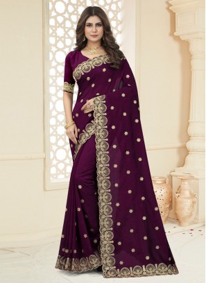 Elite Purple Mehndi Classic Saree