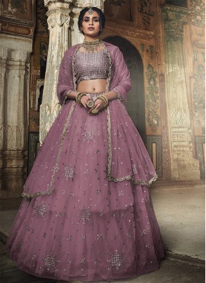 Elite Sequins Lavender Net A Line Lehenga Choli