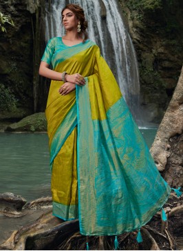 Elite Woven Multi Colour Kanjivaram Silk Trendy Saree