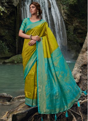 Elite Woven Multi Colour Kanjivaram Silk Trendy Saree