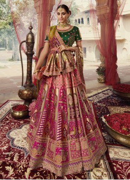 Embroidered Banarasi Silk Designer Lehenga Choli in Multi Colour