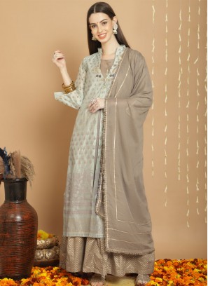 Embroidered Chanderi Silk Designer Lehenga Choli in Grey