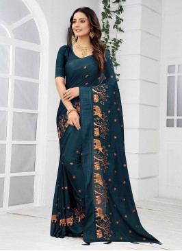 Embroidered Chinon Traditional Saree in Morpeach 