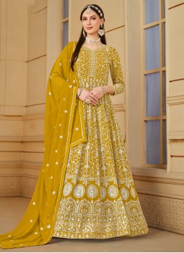 Embroidered Faux Georgette Trendy Salwar Suit in M