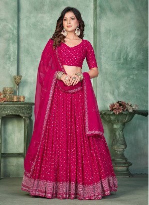 Embroidered Georgette Lehenga Choli in Pink