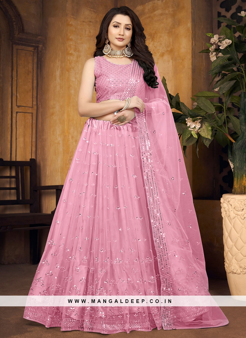 Salmon Pink Net Embroidered Anarkali Suit LSTV116689