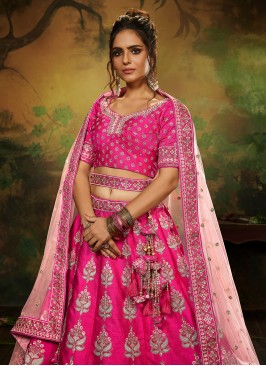Embroidered Silk Designer Lehenga Choli in Pink