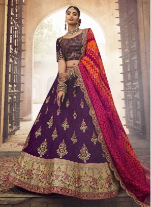 Embroidered Viscose Designer Lehenga Choli in Purple