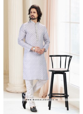 Emollient Grey DIgital Printed Cotton kurta Pyjama Set