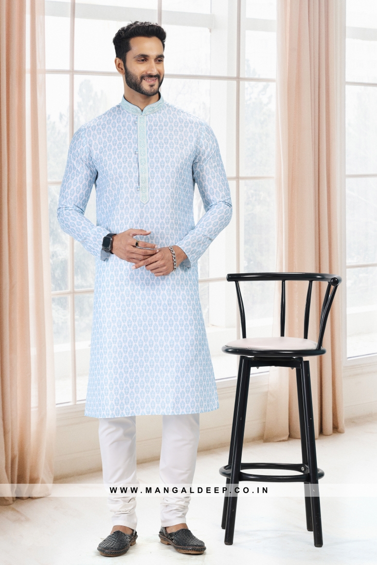Emollient Blue DIgital Printed Cotton kurta Pyjama Set