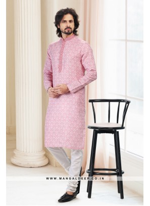 Emollient Pink DIgital Printed Cotton kurta Pyjama Set