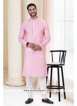 Emollient Pink DIgital Printed Cotton kurta Pyjama Set